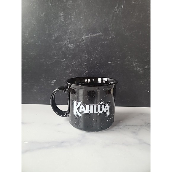 KAHLUA Coffee Mug Black With White Speckles 16 Oz - Picture 1 of 10